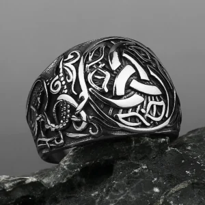 kf-S85914d0dde5648f98f87656bbecf6d44O Bague Viking Rune Dragon