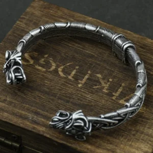 kf-S89b9e95c1061431d977a370705f7eac7J Bracelet Viking Tête de Loup