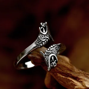 Bague Viking Double Tête de Loup