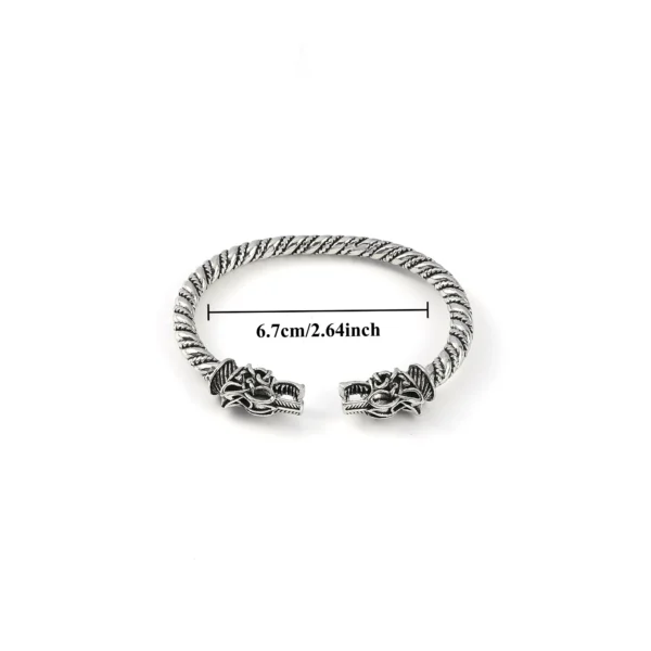 Bracelet Viking Torsadé Deux Têtes de Dragon