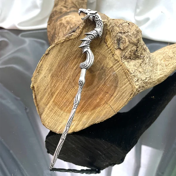 Bâton à cheveux Tête de Dragon Viking